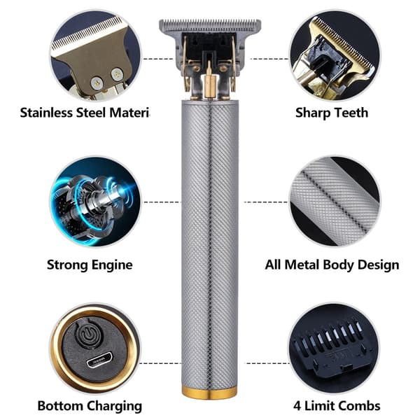Hår & Skäggtrimmer Deluxe Kit + Gratis rakförkläde - Silver