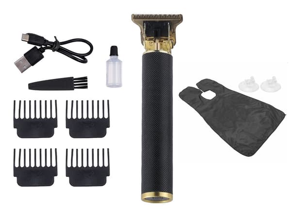 Hår- og skægtrimmer Deluxe Kit + gratis barberforklæde - sort
