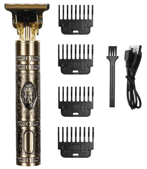 Hår- og skægtrimmer Deluxe-sæt + gratis barberforklæde - Buddha