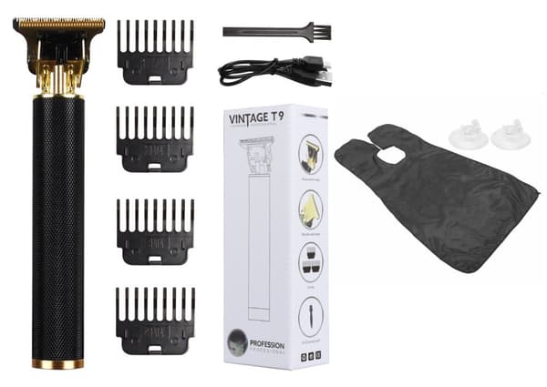 Hår- og skægtrimmer Deluxe Kit + gratis barberforklæde - sort