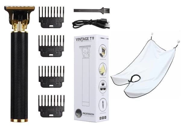 Hår & Skäggtrimmer Deluxe Kit + Gratis rakförkläde - Svart