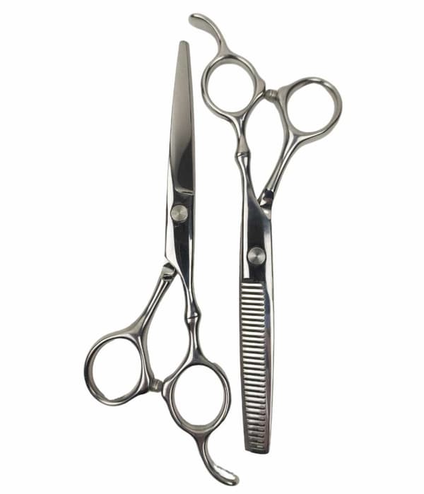Kampaamosakset &amp; harvennussakset Deluxe kampaamo setti + ilmainen esiliina
