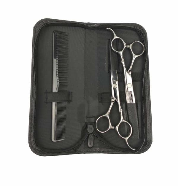 Kampaamosakset &amp; harvennussakset Deluxe kampaamo setti + ilmainen esiliina