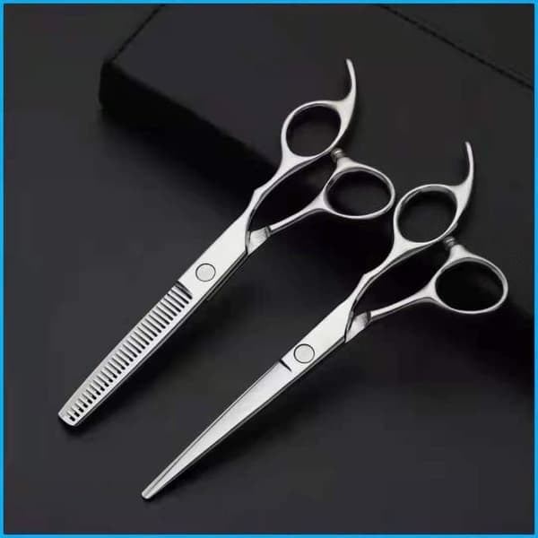 Kampaamosakset &amp; harvennussakset Deluxe kampaamo setti + ilmainen esiliina