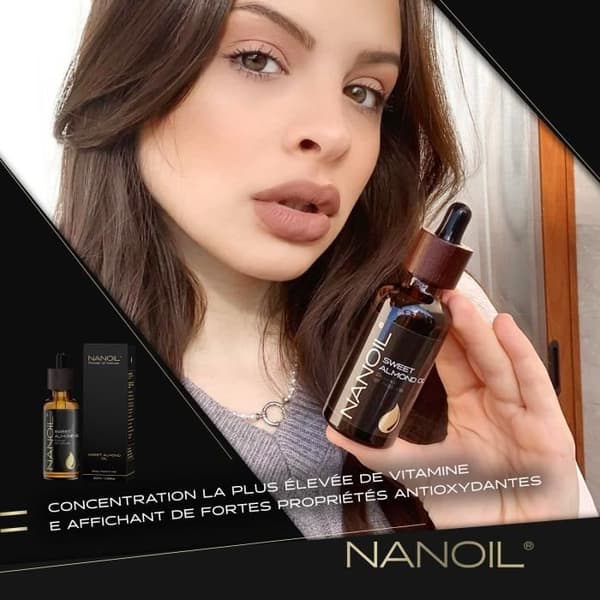 Nanoil Mandelolja 50ml – naturlig, kallpressad och oraffinerad mandelolja för ansikts-, kropps- och hårvård