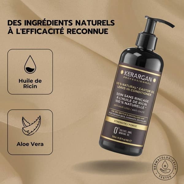 Kerargan - Castor Leave-In Anti-Håravfall Behandling för torrt hår - Återfuktar, ger näring - Aloe Vera - Sulfatfri, GMO - 350ml