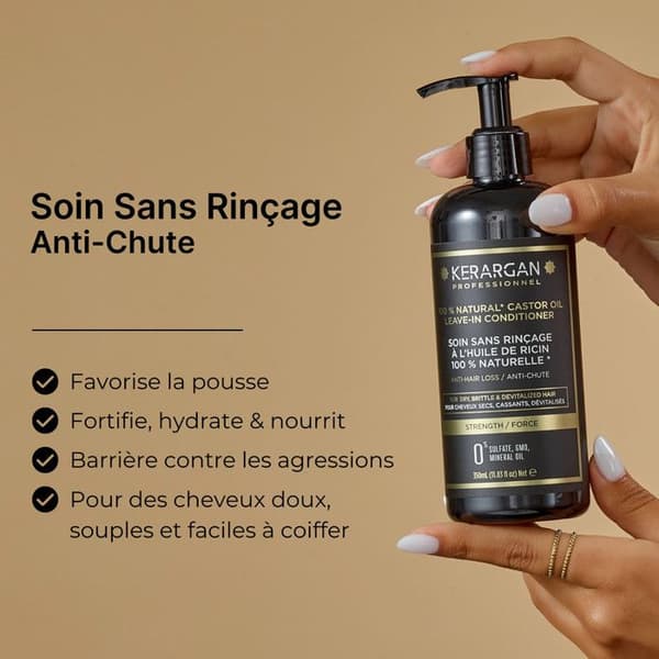 Kerargan - Castor Leave-In Anti-Håravfall Behandling för torrt hår - Återfuktar, ger näring - Aloe Vera - Sulfatfri, GMO - 350ml