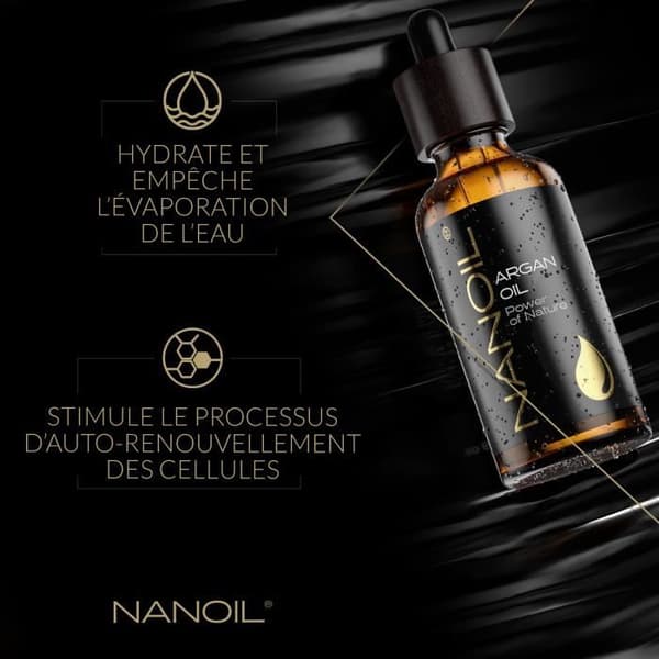 Nanoil Argan Oil 50ml - naturlig, kallpressad och oraffinerad arganolja för ansikts-, kropps- och hårvård