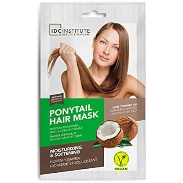 Hårmask - IDC INSTITUTE - Set med 2 enkeldoser - Specialtoppar - Kokosolja - Skadat hår