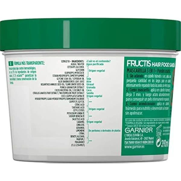 Revitaliserande mask - GARNIER FRUCTIS - Hairfood J390 - 390 ml - 96% naturligt ursprung - Vegan
