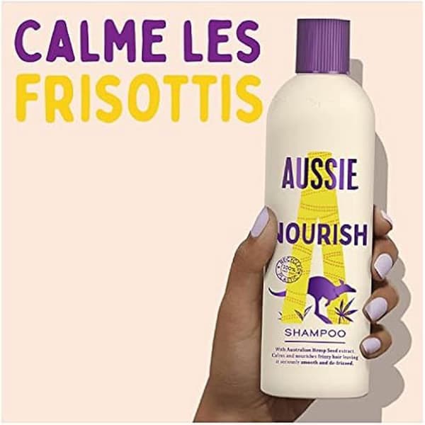 Schampo - AUSSIE - Nourish - Anti-frizz - Mjuka hår - Utdrag av hampafrön