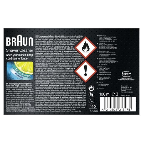 Rengöringslotion för rakapparat - BRAUN - Sprayflaska - 100 ml