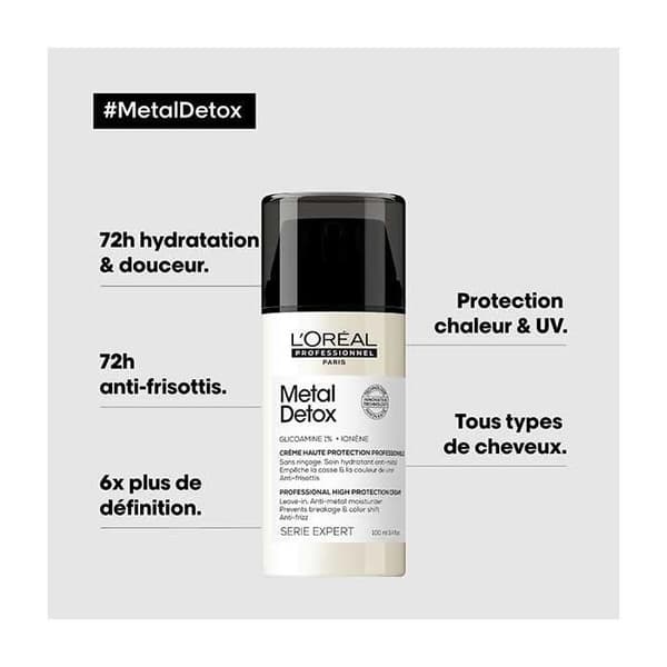 Krämspray utan sköljning - L'Oréal Professionnel - Metal Detox - 100ml - Intensiv återfuktning - UV-skydd
