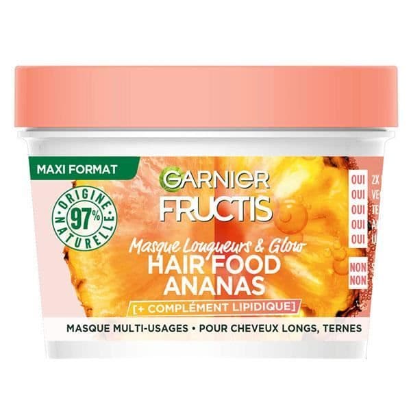 Garnier Fructis Hair Food 3 i 1 Längd &amp; Glow Mask Ananas 390ml