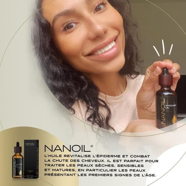 Nanoil Avocado Oil – naturlig, kallpressad och oraffinerad avokadoolja för ansikts-, kropps- och hårvård