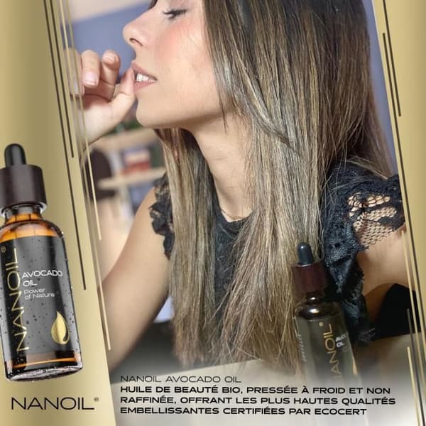 Nanoil Avocado Oil – naturlig, kallpressad och oraffinerad avokadoolja för ansikts-, kropps- och hårvård
