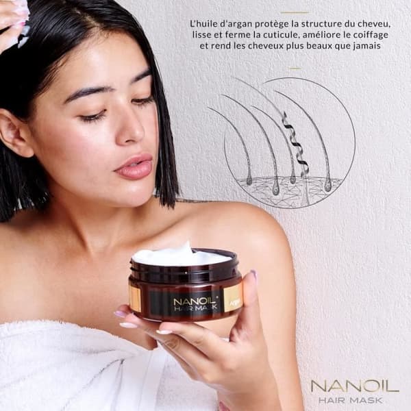 Argan Hair Mask Nanoil Argan Hair Mask 300ml - Regenererande och reparerande behandling, stärkande behandling för försvagat hår