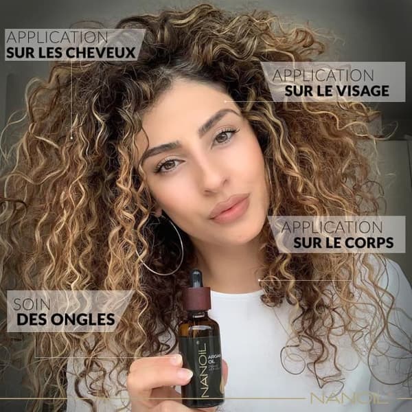 Nanoil Argan Oil 50ml - naturlig, kallpressad och oraffinerad arganolja för ansikts-, kropps- och hårvård