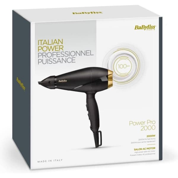 Babyliss 6704E Power Pro 2000 Hårtørrer Sort/Guld Sort, Guld