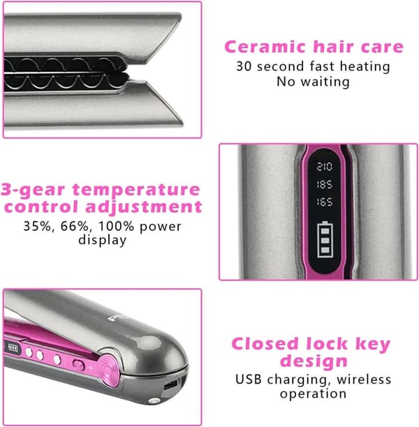 Plattång och Locktång Curler Keramisk med Tre temperaturer