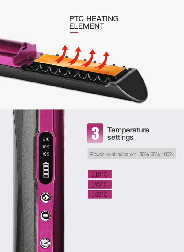 Plattång och Locktång Curler Keramisk med Tre temperaturer