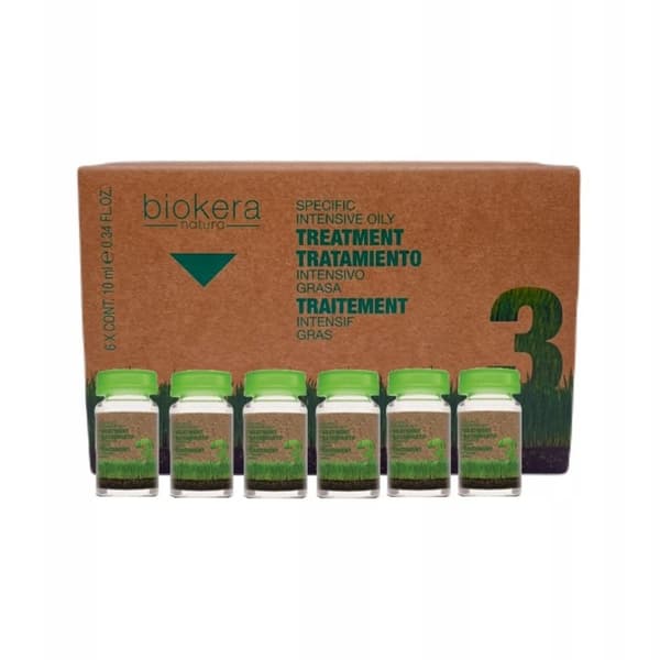 BIOKERA Ampuller för fett hår 6x10ml - Grön 3