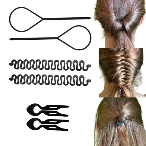 6x Hair Topsy Bun Braid hårstilsverktyg