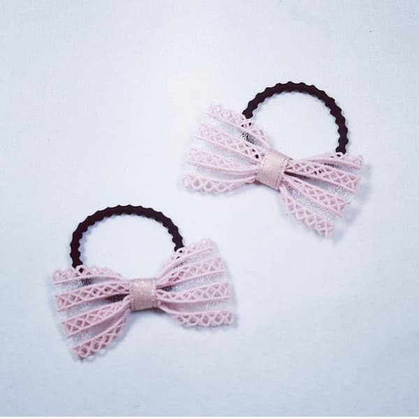 Hårband med Spetsrosett, Lila , 2 pack - Busy Lizzie