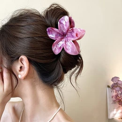 Lollanda Blomformade hårspännen, blomma hårnål, blomformade hårspännen anti-halk – 4/6 st, Anti-halk