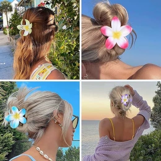 Lollanda Blomformade hårspännen, blomma hårnål, blomformade hårspännen anti-halk – 4/6 st, Anti-halk