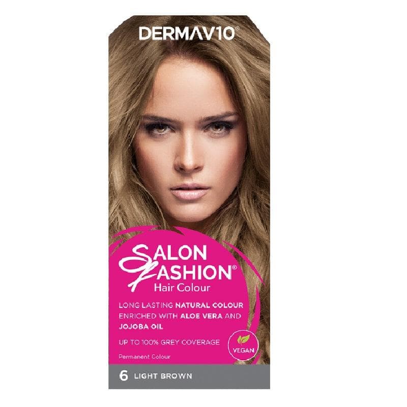 Derma V10 Salon Fashion Permanent Hair Colour 6 Light Brown