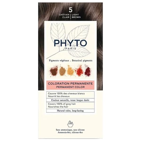 Permanent Färgning - Phyto - Phyto Color 5 - Ljusbrun - Utan ammoniak - Alla hårtyper