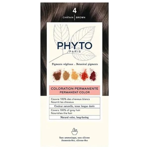 Permanent Färgning - Phyto - 4 Kastanj - Utan ammoniak - Alla hårtyper - Crème