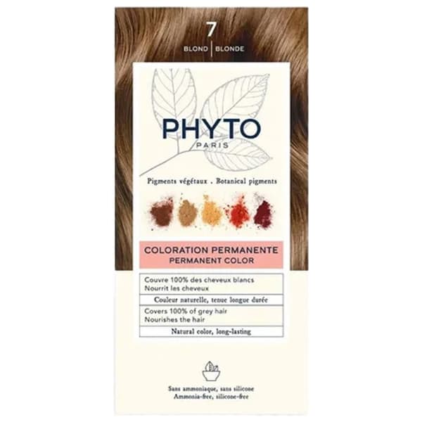 Permanent Färg - Phyto - 7 Blond - Utan ammoniak - Alla hårtyper - Kräm