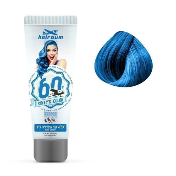 Semi-permanent färgning - HAIRGUM - Flash Blu - 60ml - Alla hårtyper - Blandat