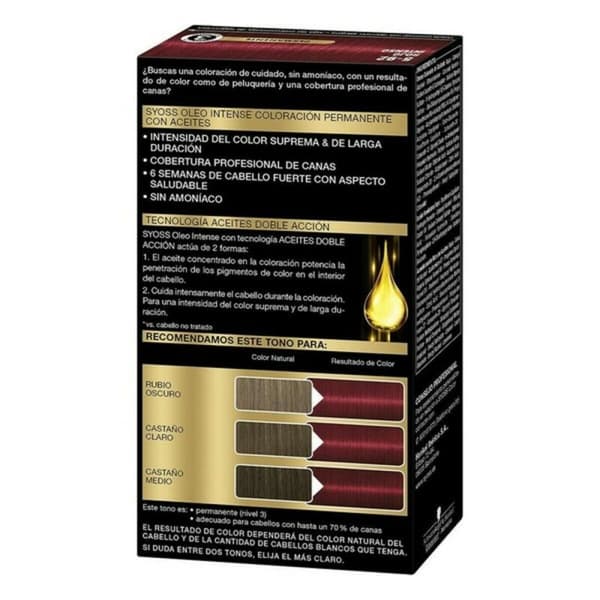 Permanent Farve Syoss Olio Intense Uden ammoniak Nº 5,92 Intens Rød