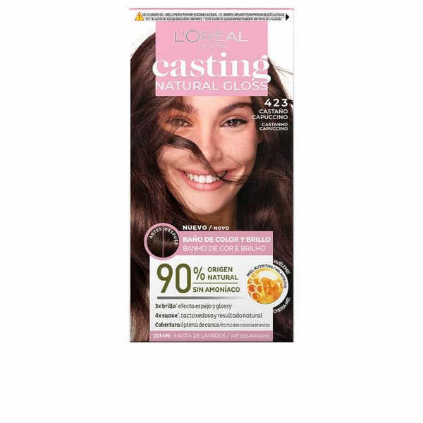 Semipermanent hårfärg L'Oreal Make Up Casting Natural Gloss Utan ammoniak Nº 423-castaño capuccino (180 ml)