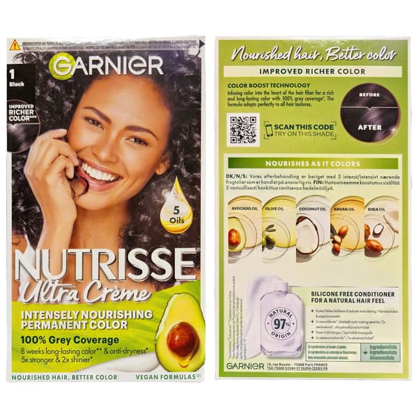 Garnier Nutrisse Ultra Crème Musta 1.0 Hiusväri