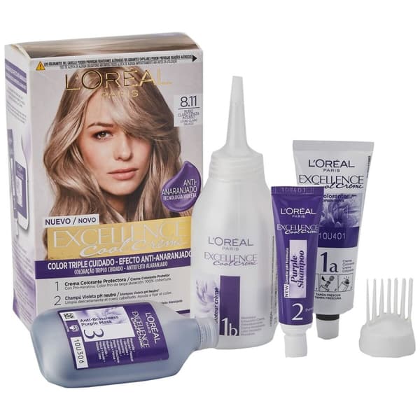 Permanent hårfäg - creme L'Oreal Make Up Excellence 8,11 Ljust askblont 192 ml