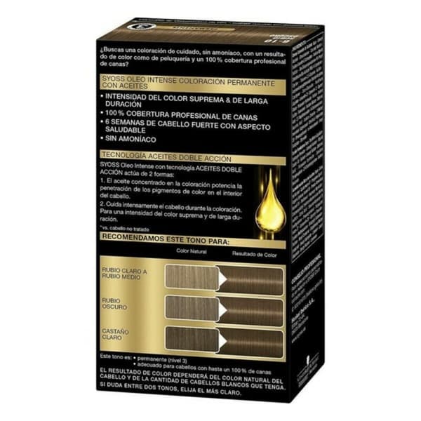 Permanent Farve   Syoss Olio Intense Uden ammoniak Nº 6,10 Mørk Blond