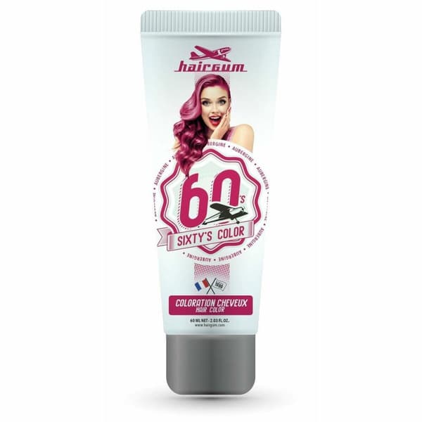 Halvmidlertidig Farge Hairgum Sixty's Color Aubergine (60 ml)