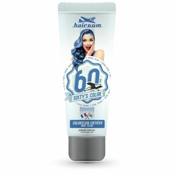 Halvmidlertidig Farge Hairgum Sixty's Color royal blue (60 ml)