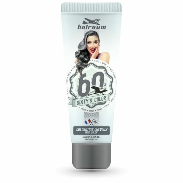 Halvmidlertidig Farge Hairgum Sixty's Color Stål (60 ml)