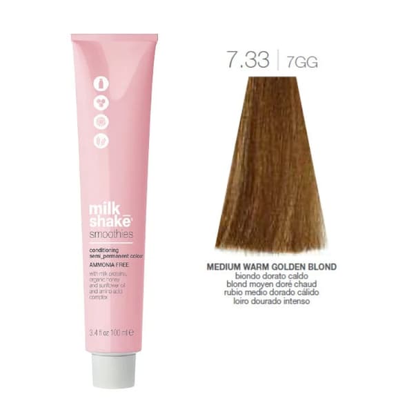 Milk_Shake® Smoothies Semi Permanent Color 7.33 Medium Intense Golden Blonde 100 ml