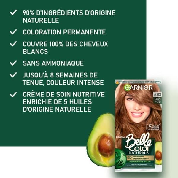GARNIER Belle Color Naturals Permanent hårfärg - Ammoniakfri - 63 Naturlig mörk gyllene blond