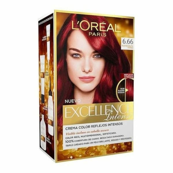 Permanent färg Excellence Intense L'Oreal Make Up Excellence Intense Starkt scharlakansrött (1 antal)