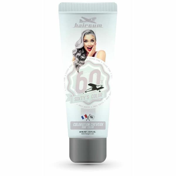 Semipermanent hårfärg Hairgum Sixty's Color silver pink (60 ml)