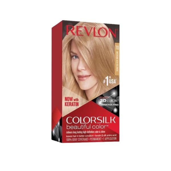 Revlon Colorsilk Permanent Hårfärg N°70 Medium Ash Blond - Ammoniakfri - Normalt hår - 59,1 ml