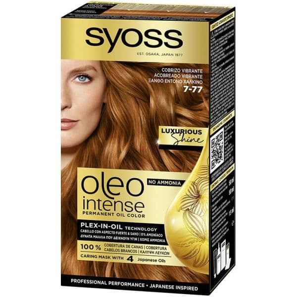 Syoss Oleo Intense Tinte Sin Amoniaco Luxurious Shine 7-77-cobrizo Vibrante 5 Piezas Unisex