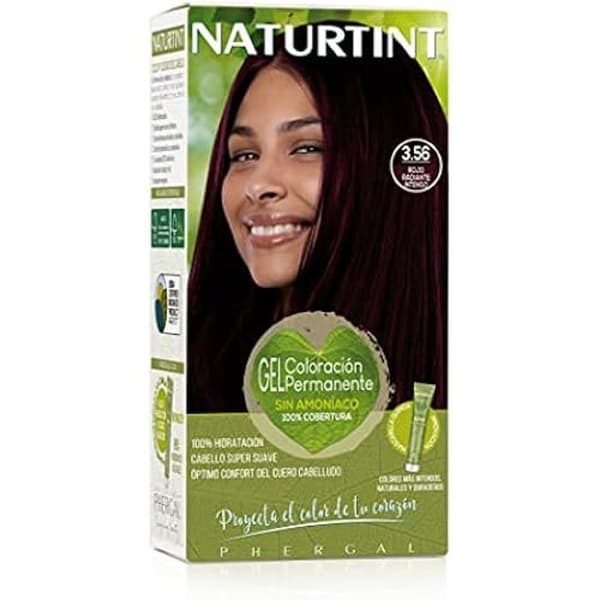 Naturtint Biobaserad, ammoniakfri färg, 3,56 intensivt strålande röd, 100 % grå hårstängning, växtbaserade ingredienser,